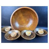 Wood Salad Bowl Set w/ Small Unfinished Wood