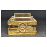 Antique French Ormolu Glass Stamp Moistener Stamp