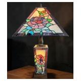 Vintage Stained Glass Floral Rose Tiffany Style