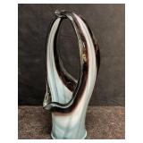 HAND BLOWN ART GLASS STRETCHED VASE