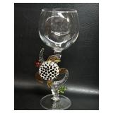 Blown Glass Turtle Wine Glass w/ Coral
