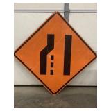 MERGING LANES METAL TRAFFIC WARNING SIGN