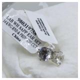 NEW 14K WHITE GOLD WITH LC WHITE SAPPHIRE STONE