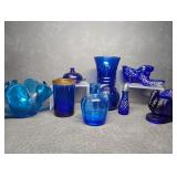Vintage Cobalt Blue Glass Miniature Butter Dish,