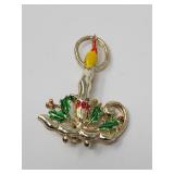 Vtg BJ Beatrix Candle Stick Berry Holiday Brooch