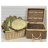 2 Woven Baskets & 12 New Turtle Placemats