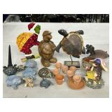 Turtle Figures, Carved Wood, Metal , Garden ,