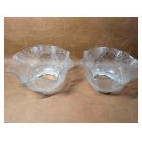 2 Floral Etched Lamp Shades with Ruffle Edge