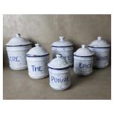Vtg / Antique French White and Blue Marbled