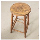 Vtg Oak Stool