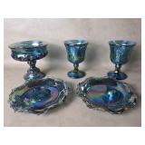 Vintage Indiana Glass Blue Iridescent Carnival