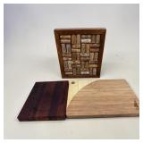 Wood Cutting Boards w/ Cork Hot Pad
