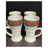 4 VINTAGE DRINK COCA-COLA CERAMIC PEDESTAL MUGS