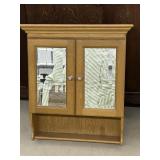 Hanging Oak Medicine Cabinet w/ Mirror Doors and
