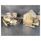 Pr Vtg Brass Music Boxes Train & Cabin