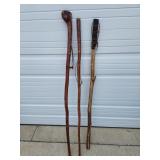 3 Carved Walking Sticks