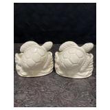 2 CERAMIC TURTLE PLANTERS/TRINKET DISHES BATH &