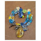 Art Glass Bead Memory Wire Wrap Charm Fish
