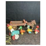VINTAGE WOOD DUCK PULL TOY MISSING A COUPLE OF
