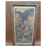 Clovelly High Street Vintage Hand-Coloured Print