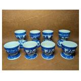8 Blue Willow Pattern Egg Cups