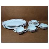 4 Shenango Chardon Rose Red Oval Serving