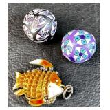 Enamel Fish Pendant w/ Decorative Beads