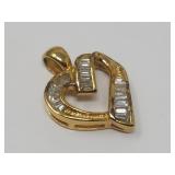 Sterling Silver Pendant Gold Plated Clear Stones