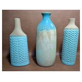 Honeycomb Textured Vases with Drip Glazed Vase