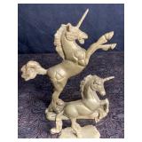 2 BRASS UNICORNS