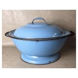 Old Enamelware Granite Ware Lidded Pot dough Bowl