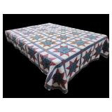 Vtg Eight Point Star Quilt Hand Quilted