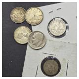 SILVER COINS US & FOREIGN 3 CENT,