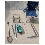 Vintage Metal Crate, Yard Tools, Squares, Bag