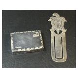 Sterling Silver Stamp Box & Turtle Book Mark