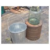 Antique Green Glass Jar, Large Tin & Galvanized