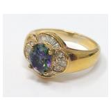 Sterling Silver & Simulated Topaz Ring Gold