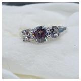 SZ. 7, 2CTW ZIRCON STERLING SILVER RING