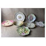 assorted Porcelain Floral Gilded Plates +