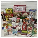Assorted Empty Tins, Spices, Candy Mints Vintage