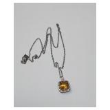 Sterling Silver Yellow Topaz Pendant on Sterling