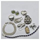 77.8 GRAMS STERLING SILVER RINGS, BRACELETS,