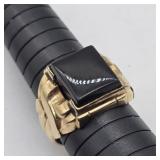MENS SZ. 11,  GOLD FILLED ONYX STONE RING