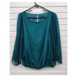Adriana Papell Pleated Sleeve Blouse Small