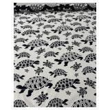 New Cream & Black Upholstery Fabric w/ Turtle