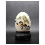 Vtg Hand Painted Genuine Egg Shell with Village &