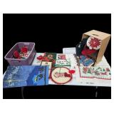 Box Lot - Christmas Decorations, Throw  Blanket,