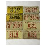 8 OKLAHOMA LICENSE PLATES 1967 TAX EXEMPT, COMï¿½L