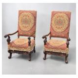 Pair Southwood Reproduction High Back Arm Chairs