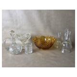 Fenton Style Amber Ruffled Hobnail Bowl , Cruet